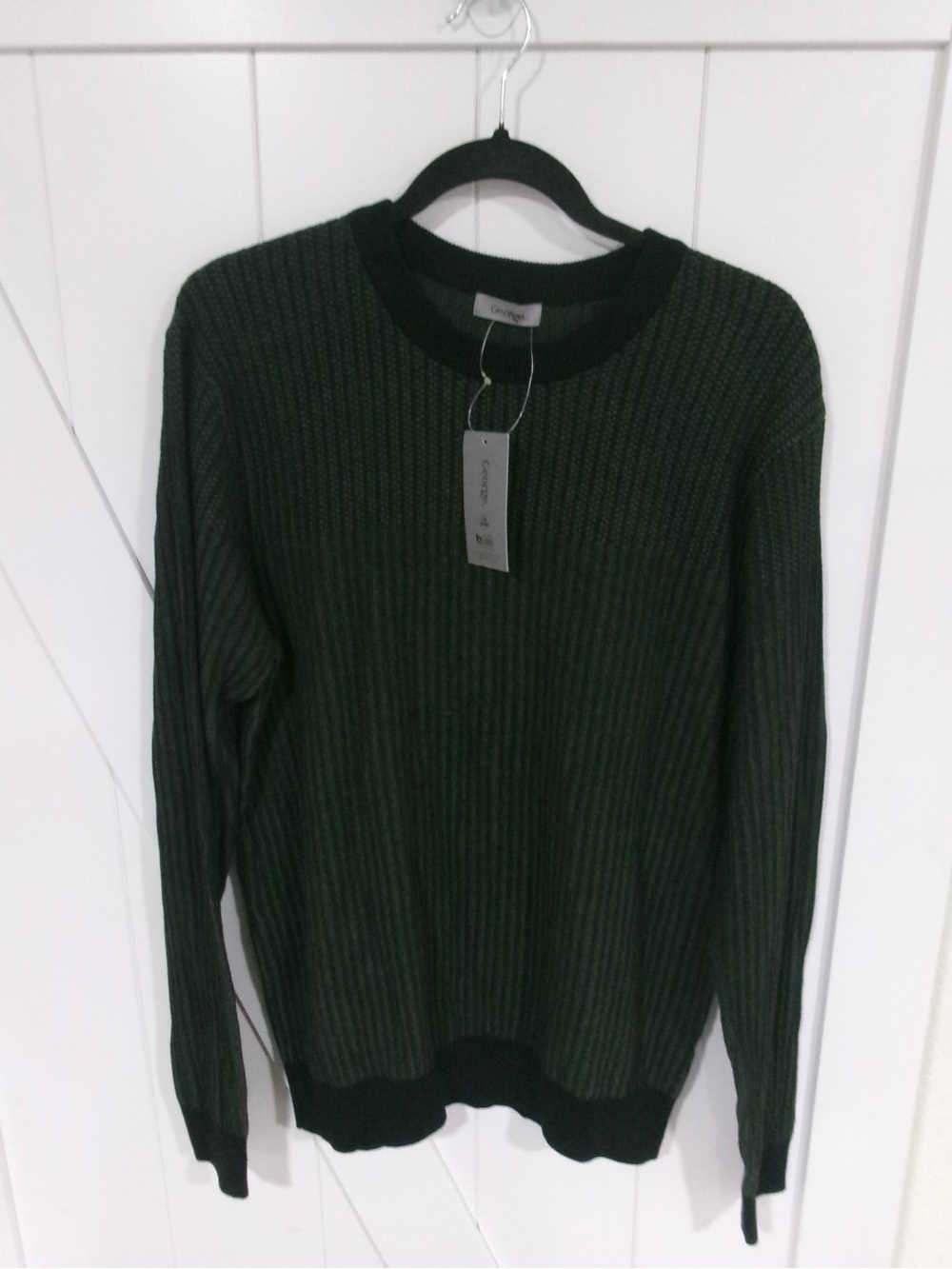Giorgio Dark Green Ribbed Crewneck Sweater